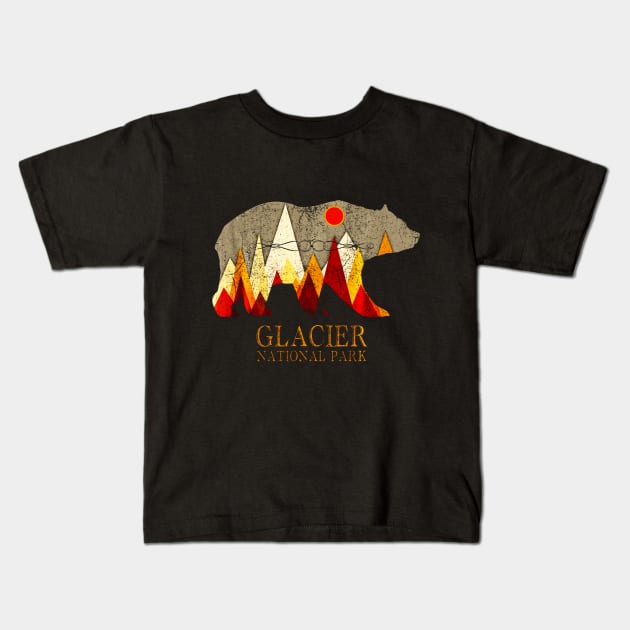 Glacier National Park Grizzly Bear Montana Kids T-Shirt by Jipan